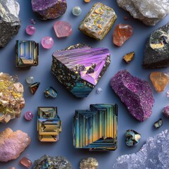 Colorful mineral crystals showcasing intricate details and textures.