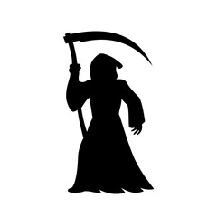 Sylwetka Kostuchy ze sierpem - postać Śmierci - ilustracja wektorowa Halloween