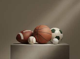 Collection of Different Sports Balls on a Pedestal