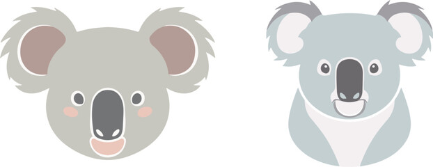 Adorable Flat Vector Koala Bear Characters Isolated on White Background