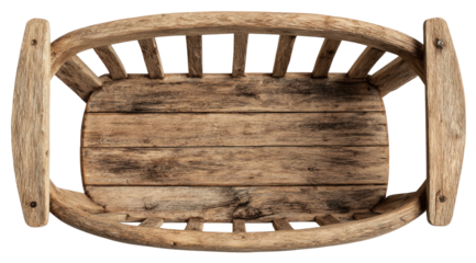 Top-down view of an antique wooden swing