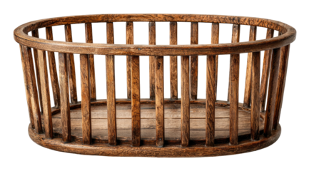 Wooden oval basket with slatted sides