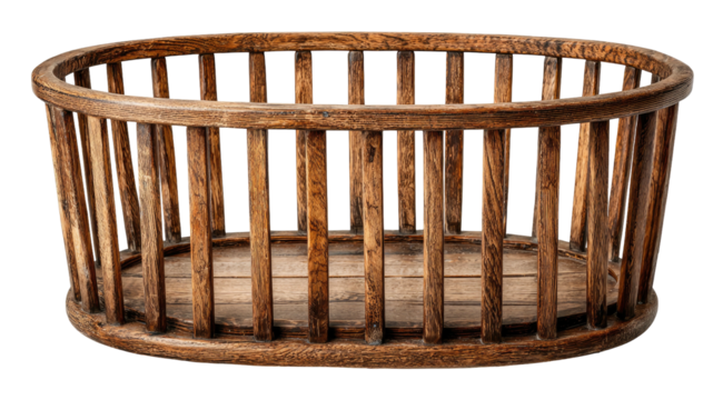 Wooden oval basket with slatted sides