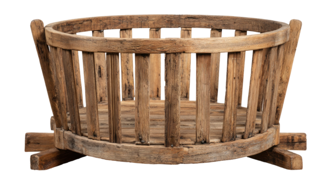 Rustic wooden bowl-shaped basket
