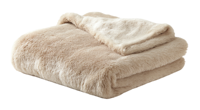 Beige faux fur blanket folded