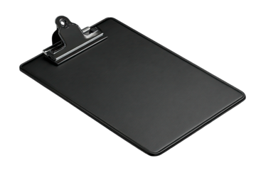 Black clipboard angled view