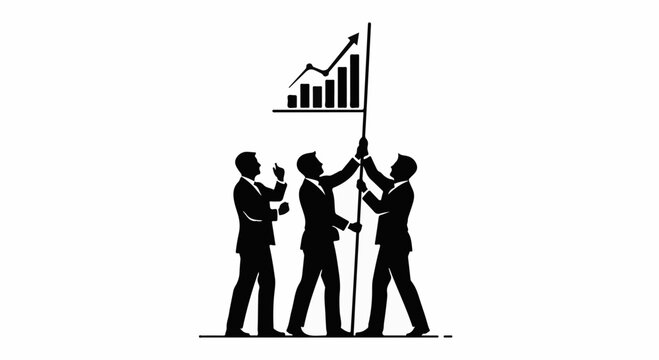 Teamwork and success, business people raising a chart symbolizing growth and achievement. - Powered by Adobe