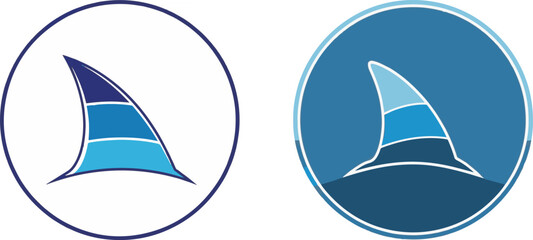 Circular Nautical Blue Fin Sail Logo Icon Design