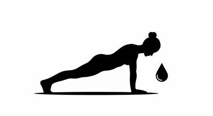 Woman performing a plank exercise, glistening with sweat, on a yoga mat.