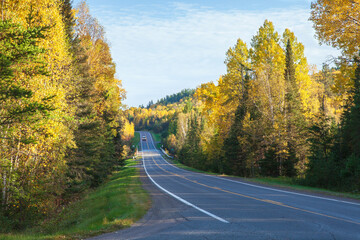 The Gunflint Trail in northern Minnesota on an autumn evening at sunset