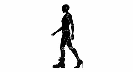 Silhouette of a person walking, showing diverse footwear options and movement.