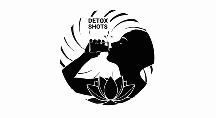 Silhouette of person drinking a detox shot, symbolizing wellness and healthy lifestyle.