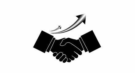 Successful business partnership symbolized by a handshake and upward growth arrow