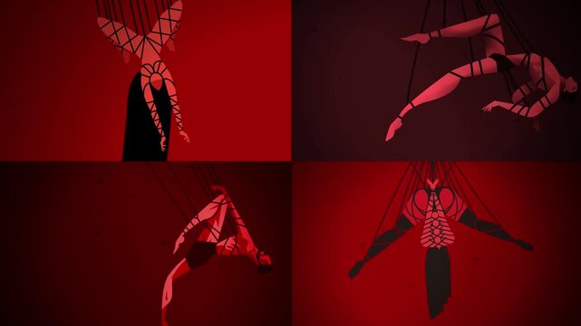 tied up hanging beautiful shibari models