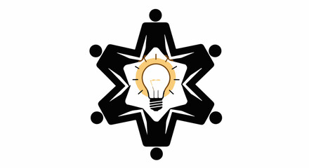 Diverse group of people collaborating to spark a brilliant idea, symbolizing teamwork and innovation.