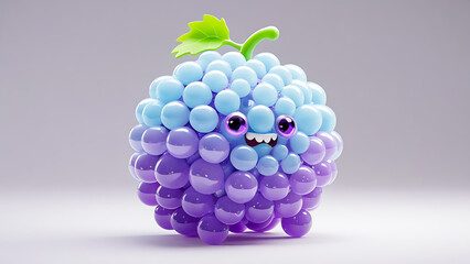 Cute Grape Monster - Fantasy Fruit Creature Illustration