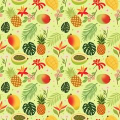 Boho Tropical Fruit Garden Seamless