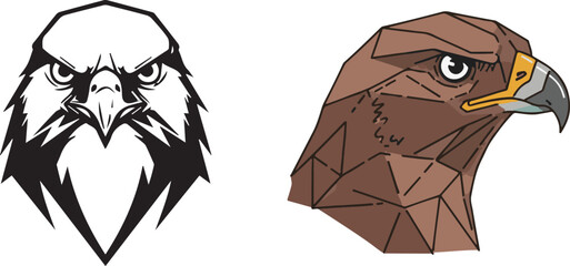 Vector Illustrations of Eagle Heads in Bold Graphic and Geometric Polygonal Styles