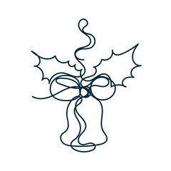 continuous line drawing christmas bell doodle