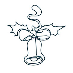 continuous line drawing christmas bell doodle