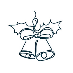 continuous line drawing christmas bell doodle