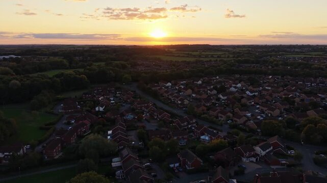 Sunset aerial video in West Swindon, Shaw, Middleleaze, Nine Elms, Ramleaze
