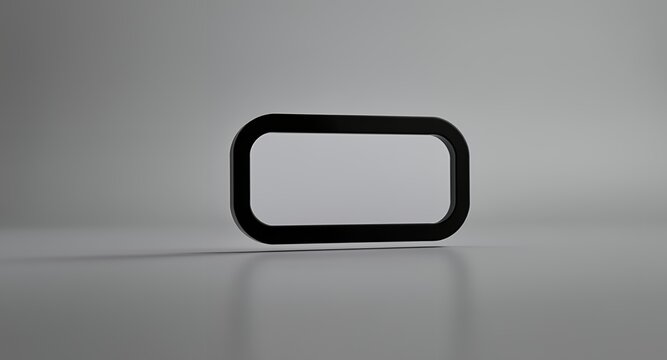 Abstract Black Rectangular Frame with Rounded Corners on a Gray Background