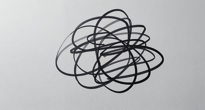 Abstract black scribbles on a white background