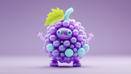 Cute Grape Monster - Fantasy Fruit Creature Illustration