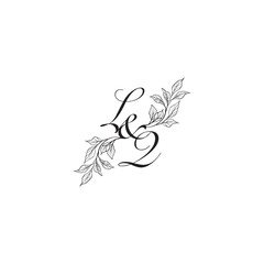 caligraphic style monogram luxury black logo design LQ wedding initial concept alphabet letter