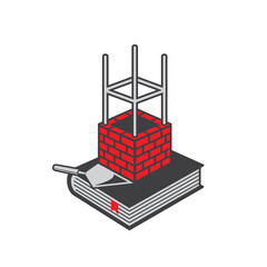 illustration of home construction combined with brick and trowel bricklayer.