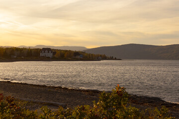 sunset over the river