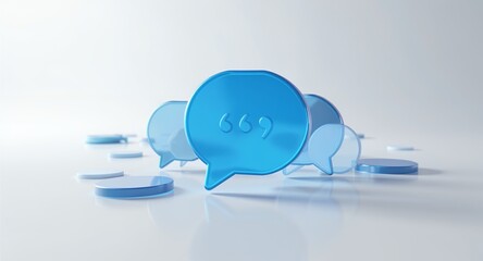 Blue Speech Bubbles with Numeric Counter on White Surface
