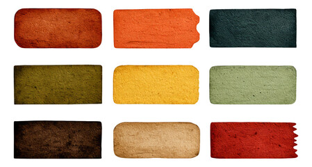 Colorful Isolated Tags with Various Shapes on Transparent Background