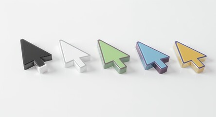 Colorful Mouse Cursors Arranged in a Row