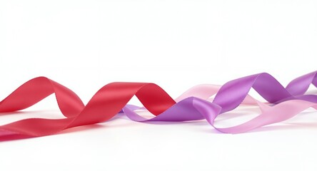Colorful Ribbon Swirls on White Background for Celebration and Design