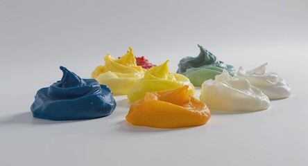 Colorful, Swirled Piles of Material on White Background