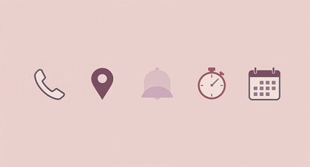 Communication, Navigation, Notification, Time, and Scheduling Icons