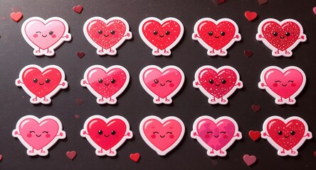 Cute Cartoon Heart Characters with Smiling Faces and Arms Raised
