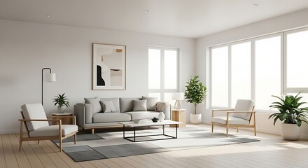 Bright and Airy Living Room Design Modern Furniture and Natural Light Enhancement