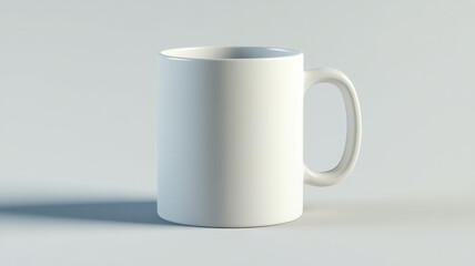 Obraz premium White coffee mug with smooth surface, minimalistic style, isolated on light background