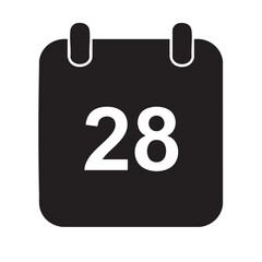 Black calendar icon with the number 28 prominently displayed