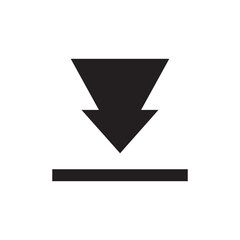 Black downward pointing arrow above a horizontal line