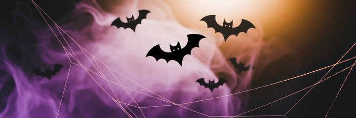 Naklejka premium Ethereal Halloween Backdrop with Bat and Webs
