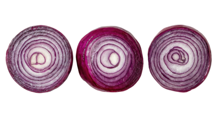 Three sliced red onions