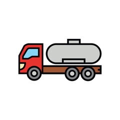 A simple flat shows a red fuel truck on white background