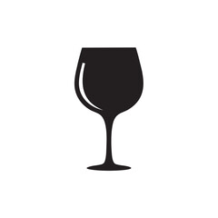 Elegant Black Silhouette of a Wine Glass with a Curved Rim