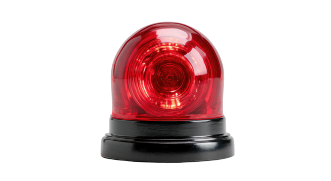 Close-up of a bright red emergency light