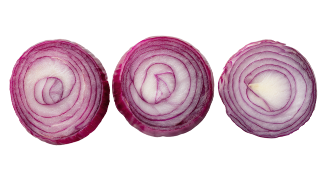 Close-up of three sliced red onions (1)