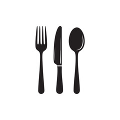 Silhouette of a Fork, Knife, and Spoon Set